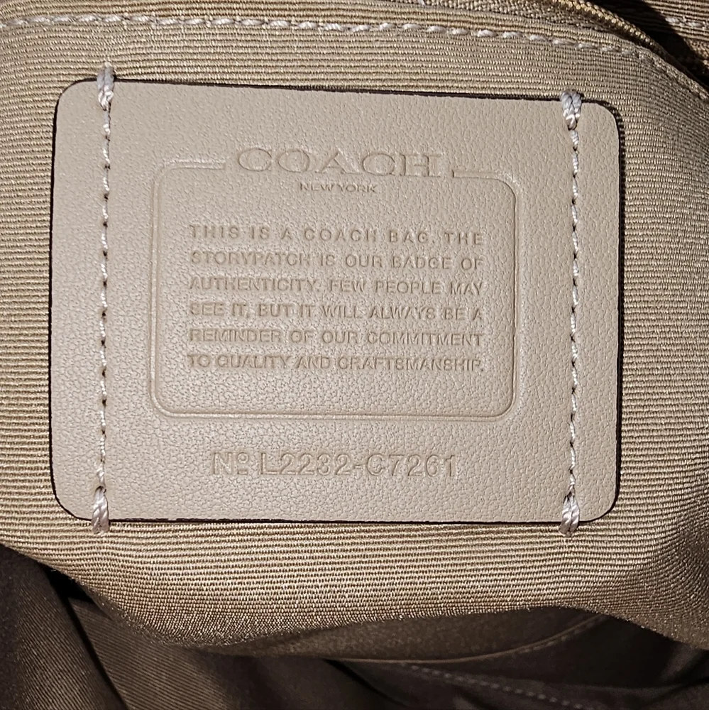 COACH Kacey Satchel/Crossbody Beige and Cream  with Faux Snake Skin  Handles - Picture 10 of 12